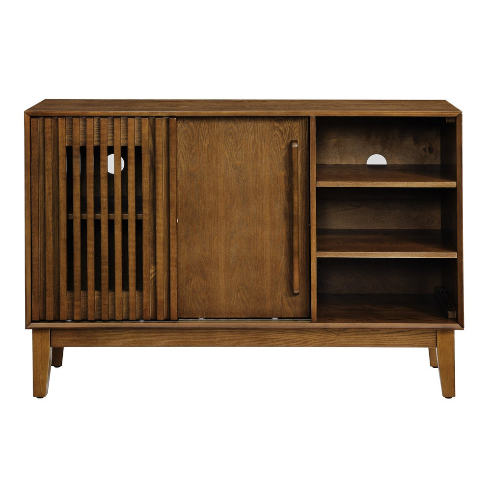 English Elm 47.3" Fluted Sideboard Buffet Cabinet with 2 Doors, Walnut TV Console & Entry Storage with Outlets W1801P288503