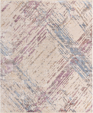 Unique Loom Deepa Rhombus Machine Made Geometric Rug Ivory and Gray, Blue/Gold/Purple/Beige 7' 10" x 9' 8"