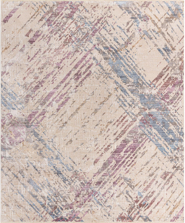 Unique Loom Deepa Rhombus Machine Made Geometric Rug Ivory and Gray, Blue/Gold/Purple/Beige 7' 10" x 9' 8"