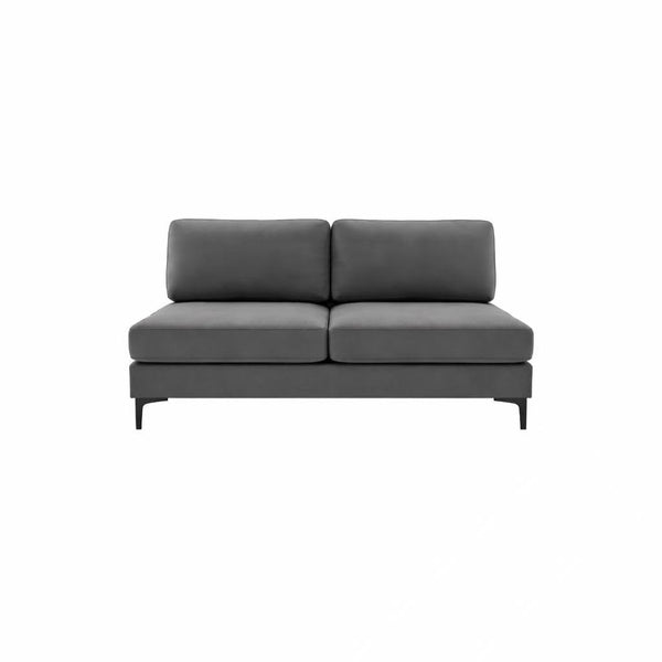 English Elm Armless Loveseat with Slim Black Metal Legs Compact Upholstered Sofa for Small Spaces B2748P415856