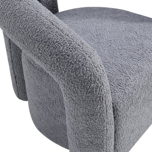 English Elm Darian Boucle Lounge Chair with Pine Frame, Plush High-Density Foam, Modern Open T-Back Design Grey B365P398013