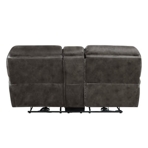 English Elm Plush Power Reclining Loveseat Microfiber Upholstered with Usb Port and Console B011P230402