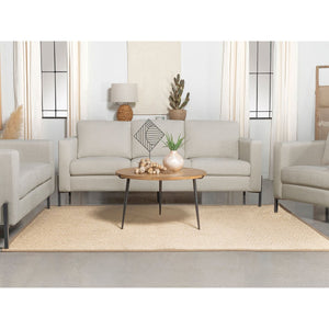 English Elm Tilly Oatmeal Track Arm Sofa with Herringbone Fabric, Mid-Century Metal Legs, Sleek Tailored Design B062P358310