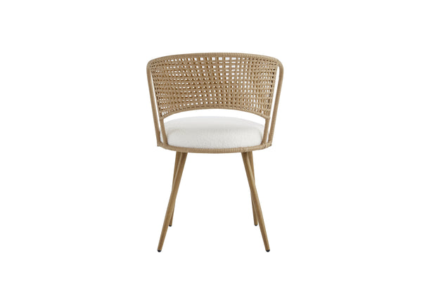 English Elm Wicker Rattan Wingback Dining Chairs Set of Two with Velvet Cushion and Metal Legs W3590P453802