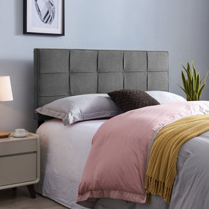 English Elm Christopher Knight Home® - Queen Tufted Linen Headboard with Piped Edges, Adjustable Height 48.5–53", Modern Waffle Stitch Plush Charcoal grey 66868.00CHARGRY
