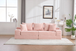 English Elm Oversized Corduroy Cloud Couch Convertible Sleeper Sofa with Memory Foam Seating Pink W395S00121