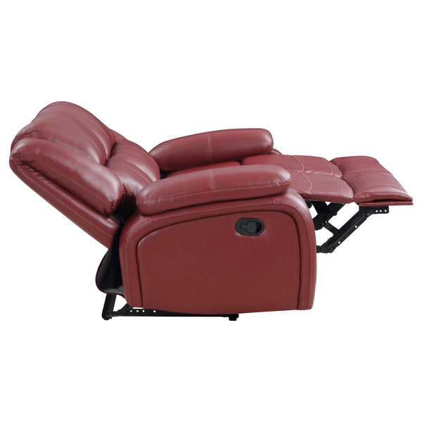 English Elm Elodie Red Faux Leather Motion Reclining Loveseat - Plush, Stylish Comfort For Cozy Living Spaces B062P354075