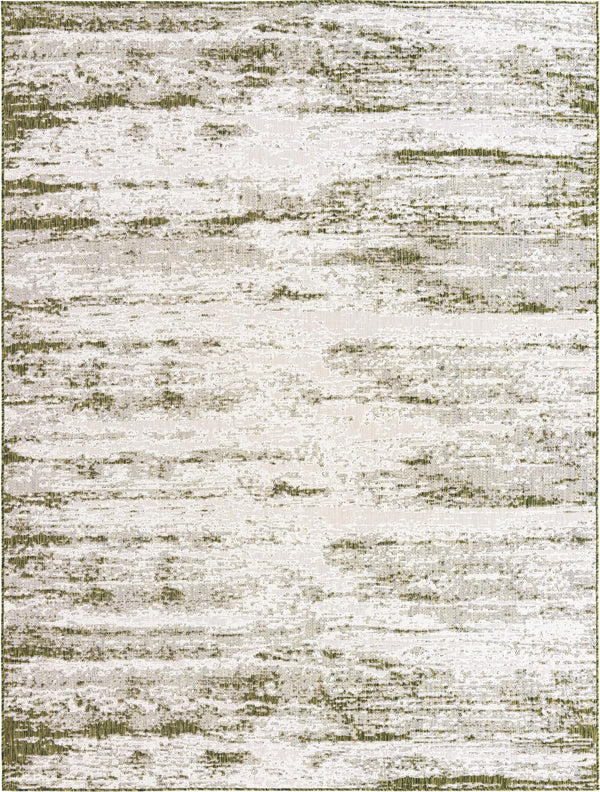 Unique Loom Outdoor Modern Cartago Machine Made Abstract Rug Green, Ivory 9' 0" x 12' 2"