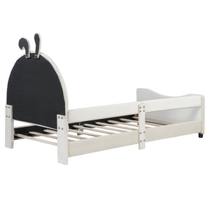 English Elm Twin Velvet Daybed with Sculptural Rabbit Ear Headboard for Kids or Guest Rooms Beige N737P380205A