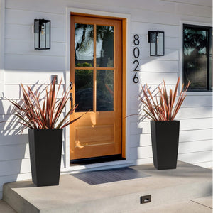 English Elm 30 Inch Tall Faux Rattan Planter Self Watering Outdoor Indoor Patio Garden Pot Black W3213P325511