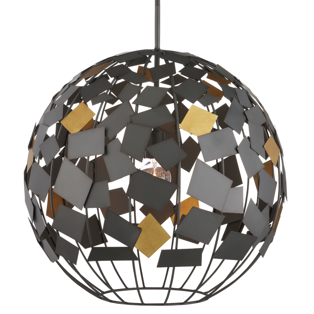 Moon Night Gray & Gold Orb Chandelier - Eco-Friendly Modern Lighting with Unique Space-Inspired Design