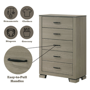 English Elm Joanna Four Drawer Tall Chest Weathered Finish Farmhouse Bedroom Storage Solution B2756P506265
