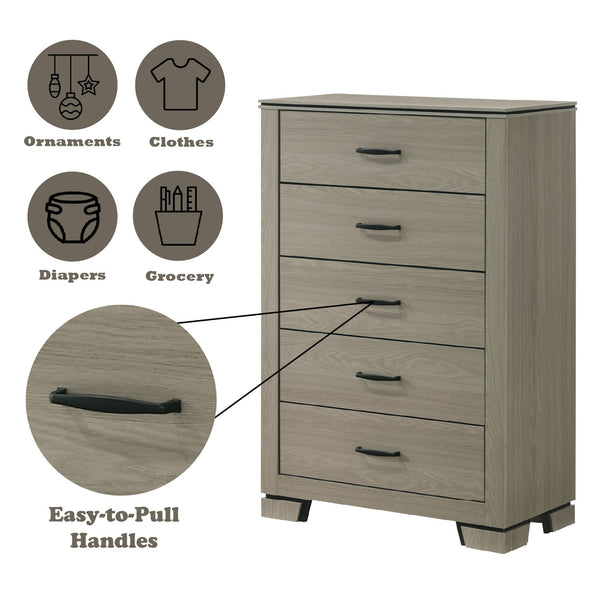 English Elm Joanna Four Drawer Tall Chest Weathered Finish Farmhouse Bedroom Storage Solution B2756P506265