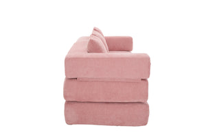 English Elm UNITED Folding Sofa Bed with Removable Cover Zipper, Chenille Memory Foam Sleeper for Small Spaces Pink W1568P293810