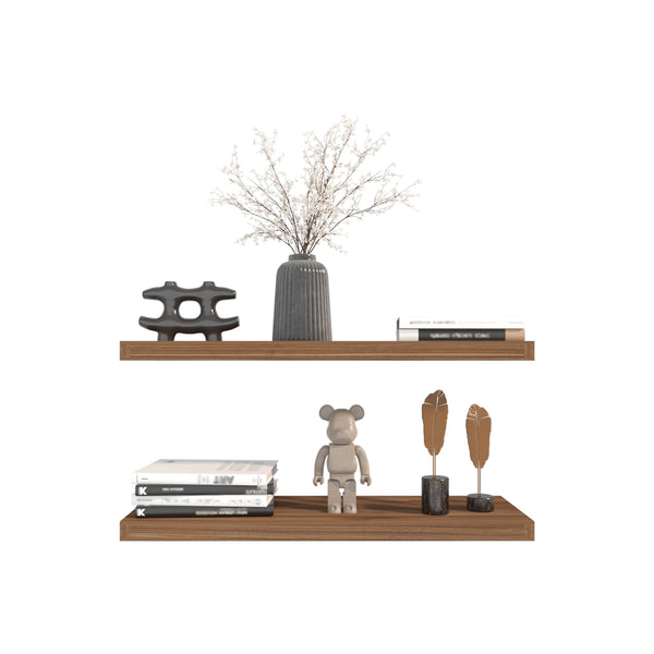 English Elm Floating Shelves - Elegant Mahogany Finish, Space-Saving Design, Perfect For Modern Home Décor B097P250920