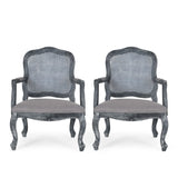 Christopher Knight Home® - Noble House - Andrea French Country Wood And Cane Upholstered Dining Armchair - Set Of 2