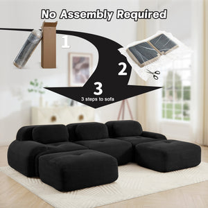 English Elm U-shaped Modular Sectional Corduroy Sofa with Wide Armrests for Living Room Comfort Black W714S01277
