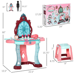 English Elm Qaba Kids Vanity Set With Magic Mirror, Lights & Music - 31-Piece Princess Makeup Table For Ages 3-6 W2225P229380-GIGA