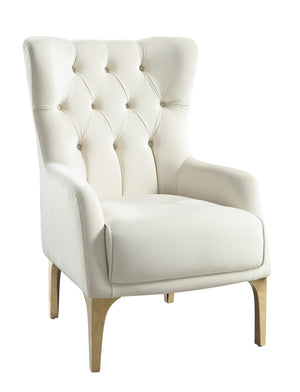 English Elm Lippa Tufted Upholstered Accent Chair with Gold Steel Legs for Glam Living Spaces Off White B009P442544