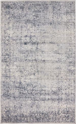 Unique Loom Chateau Jefferson Machine Made Border Rug Blue Gray, Beige/Gray 5' 1" x 8' 0"