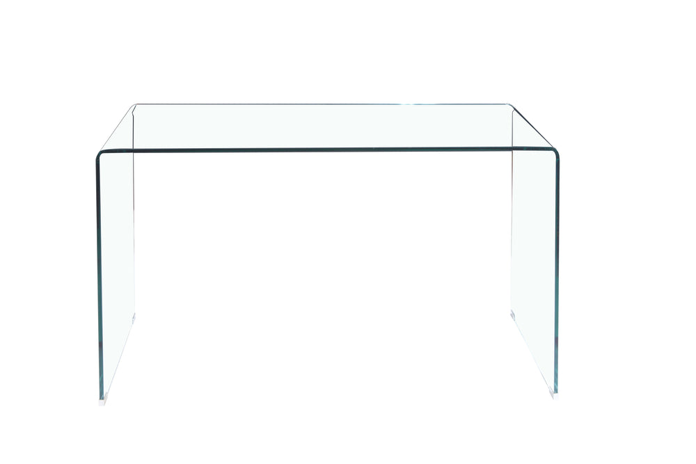 English Elm Glass Console Table - Sleek Tempered Glass Design With Rounded Edges For Modern Elegance & Versatility W1718P234156