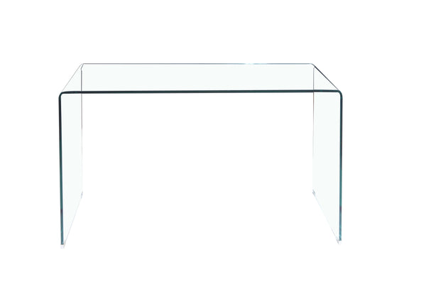 English Elm Glass Console Table - Sleek Tempered Glass Design With Rounded Edges For Modern Elegance & Versatility W1718P234156