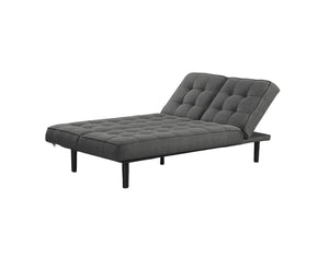 English Elm Dark Gray Futon Sofa With Biscuit Tufting – Adjustable Headrest, Converts To Chaise Or Bed Comfortably B2741P314816