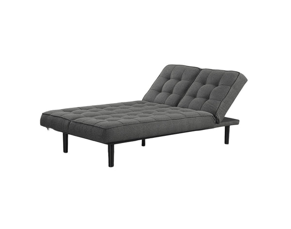 English Elm Dark Gray Futon Sofa With Biscuit Tufting – Adjustable Headrest, Converts To Chaise Or Bed Comfortably B2741P314816