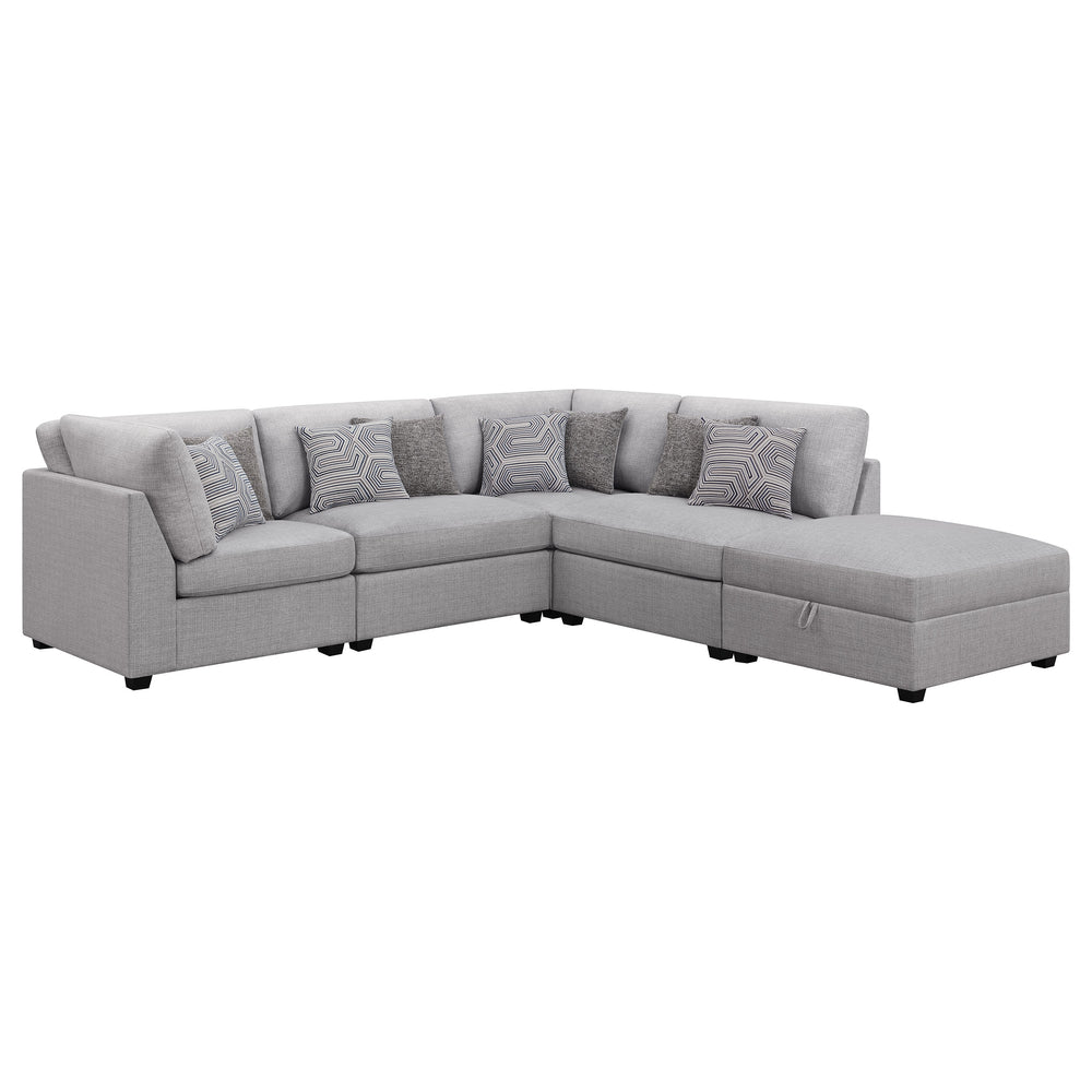 English Elm Lafayette Modular Sectional Sofa with Storage Ottoman and Feather Down Cushions B062S01444