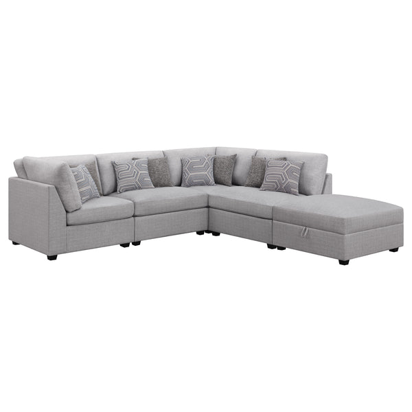 English Elm Lafayette Modular Sectional Sofa with Storage Ottoman and Feather Down Cushions B062S01444