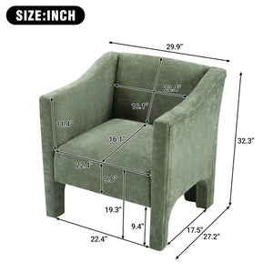 English Elm Modern Barrel Accent Chair Chenille Upholstered Wraparound Armchair for Any Room Green N763P336531F