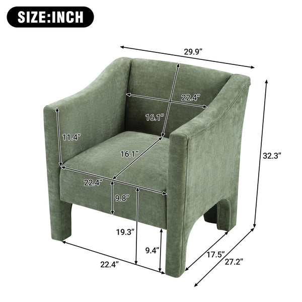 English Elm Modern Barrel Accent Chair Chenille Upholstered Wraparound Armchair for Any Room Green N763P336531F