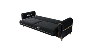 English Elm Melody Modern Velvet Sleeper Sofa & Loveseat Set - Stylish, Functional, Gold Accents, Storage Solution B009S01523