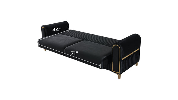 English Elm Melody Velvet Convertible Sleeper Sofa – Chic Modern Design With Metal Accents For Comfort & Style B009S01521