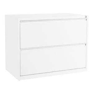 OSP Home Furnishings 36" Wide Lateral File Cabinet with Full Extension Drawers and Locking Security for Offices Core-Removable Glides White LF236-WH
