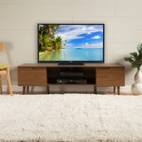 Hearth and Haven Zeniqua TV Stand with Two Cabinets and One Glass Shelf, Walnut 57889.00WNT