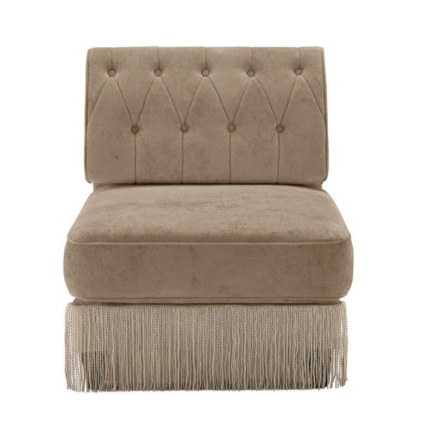 English Elm Armless Tufted Velvet Fleece Modular Sofa with Tassel Skirt for Elegant Living Rooms Camel W714P450819