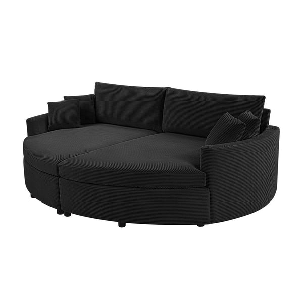 English Elm Oversized Double Chaise Lounge Sofa Bed With Usb Ports - Stylish Corduroy Comfort For Living Room N719S002160B-GIGA
