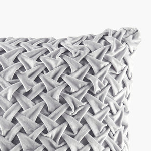 English Elm Square Ruched Velvet Decor Pillow with Plush Goose Feather Insert and Hidden Zipper Luxury Touch Silver 17.32 L x 17.32 W x 3.94 H B035129202
