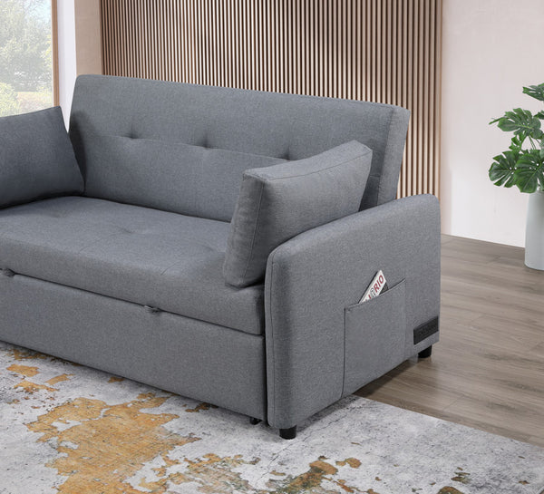 English Elm Ravenna Linen Sleeper Sofa with Built-in Charging Station Tufted Cushions Guest Bed B2749P413197