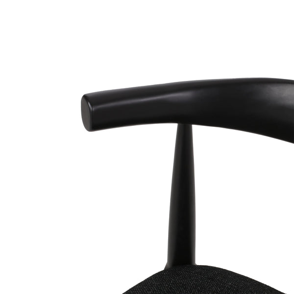 English Elm Christopher Knight Home® - DINING Chair Set of 2 Mid-Century Upholstered Rubberwood Dining Chairs with Tapered Legs and Open Backrest Black N771P266173H