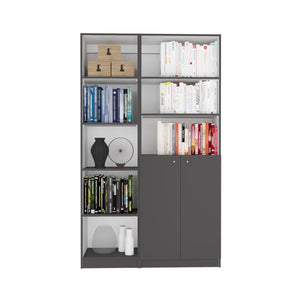 English Elm Micco Two-Piece Home Bookcase Set with 8 Spacious Shelves, Double-Door Cabinet, Modern Design Multicolor 41 L x 28 W x 5 H B070S00250