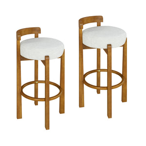 English Elm Christopher Knight Home® - Elise Elegant Wooden Low Back Barstool Set of 2 with Padded Fabric Seats, Compact Durable Design Ivory,Walnut N775P277433I