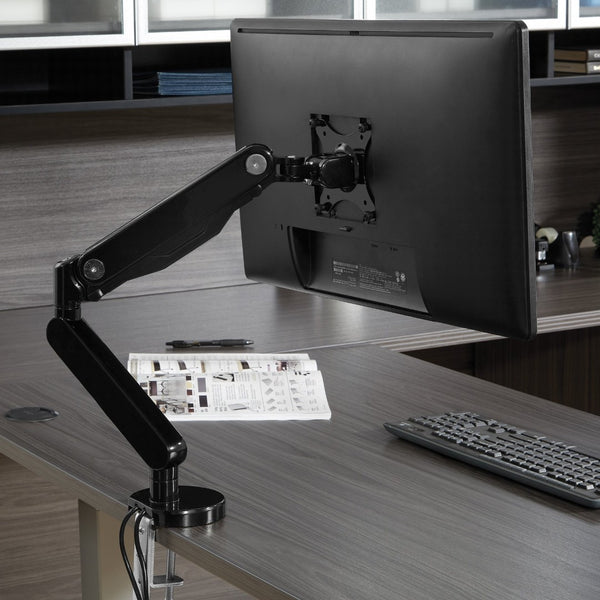 OSP Home Furnishings Single Monitor Arm with Gas Lift and Full Articulation for Ergonomic Desk Setup Black A2MAS1730-BK