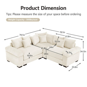 English Elm Oversized Modular Sectional Couch - Cloud-Like Comfort, Ergonomic Design, 10 Pillows, Easy Assembly! W714S01293-GIGA