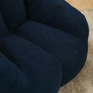English Elm Bean Bag Chair Oversized Faux Fur Memory Foam Lounge Seat for Dorm or Living Room Dark Blue W2200P243725