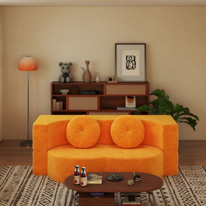 English Elm Folding Foam Futon Sofa Sleeper Twin Size Floor Lounger for Guest or Studio Use Yellow W2353P388490