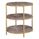 OSP Home Furnishings Renton 3-Tier Oval Table Brown Stone/Soft Gold