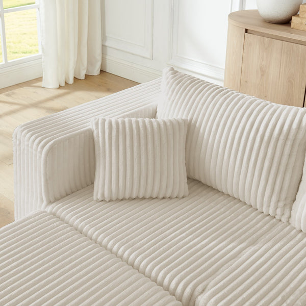 English Elm Compact Modular Sectional Corduroy Sofa High Density Foam Fill for Small Space Living Beige W487P411611
