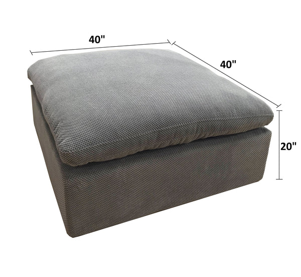 English Elm Coffee Bean Shaped Upholstered Ottoman Foam Core Oversized Square Living Room Seat Light Gray B2748P476020